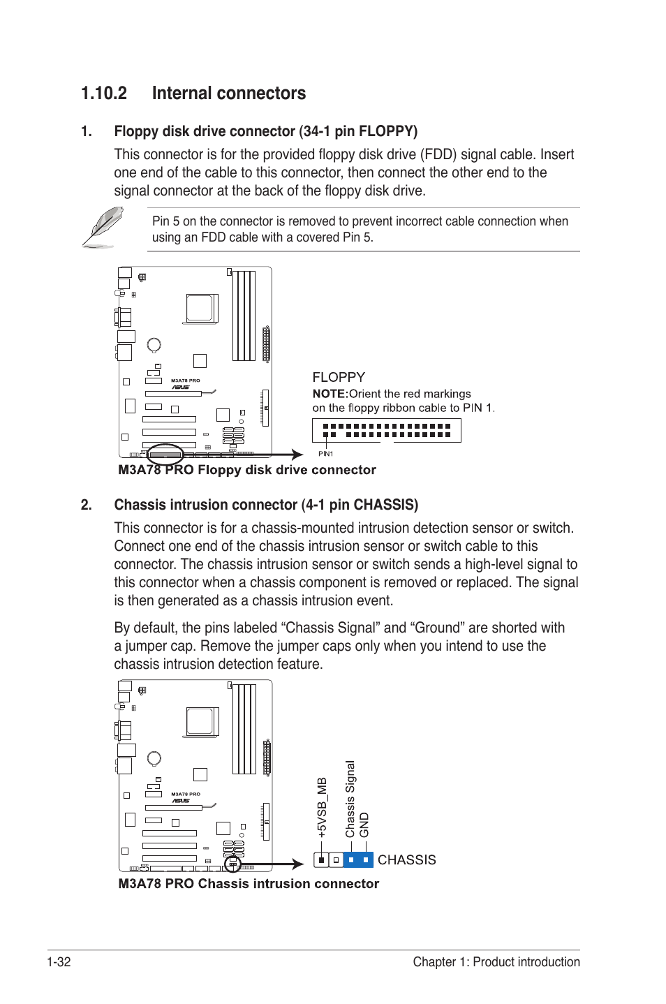 2 internal connectors, 2 internal connectors -32 | Asus M3A78 Pro User Manual | Page 44 / 116