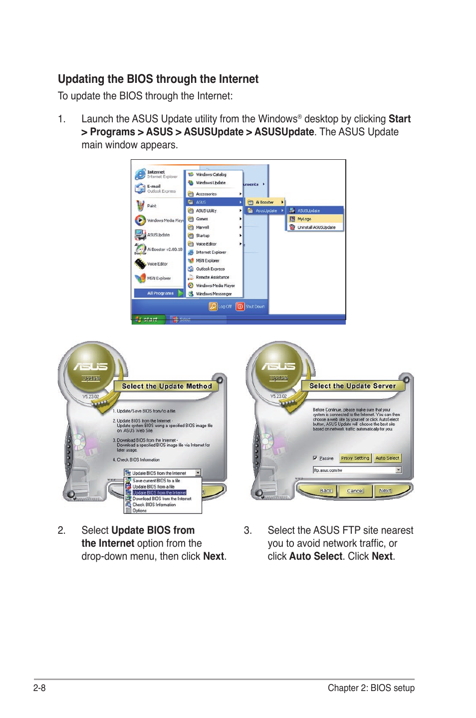 Updating the bios through the internet | Asus M3A78 Pro User Manual | Page 60 / 116