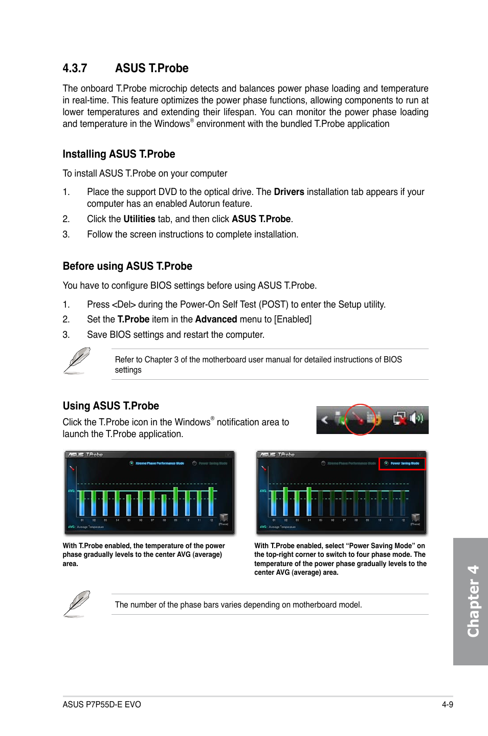 7 asus t.probe, Asus t.probe -9, Chapter 4 | Asus P7P55D-E EVO User Manual | Page 109 / 126