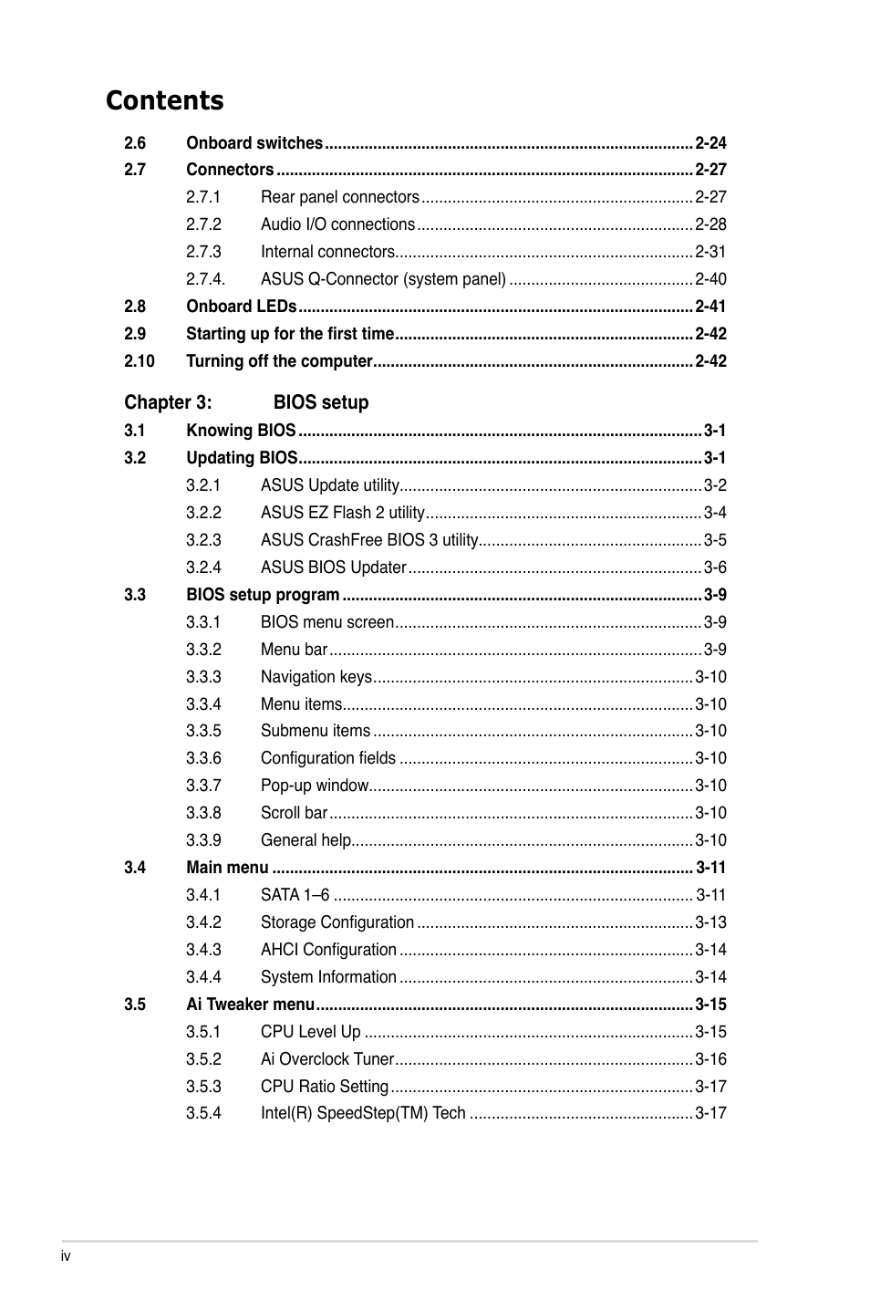 Asus P7P55D-E EVO User Manual | Page 4 / 126