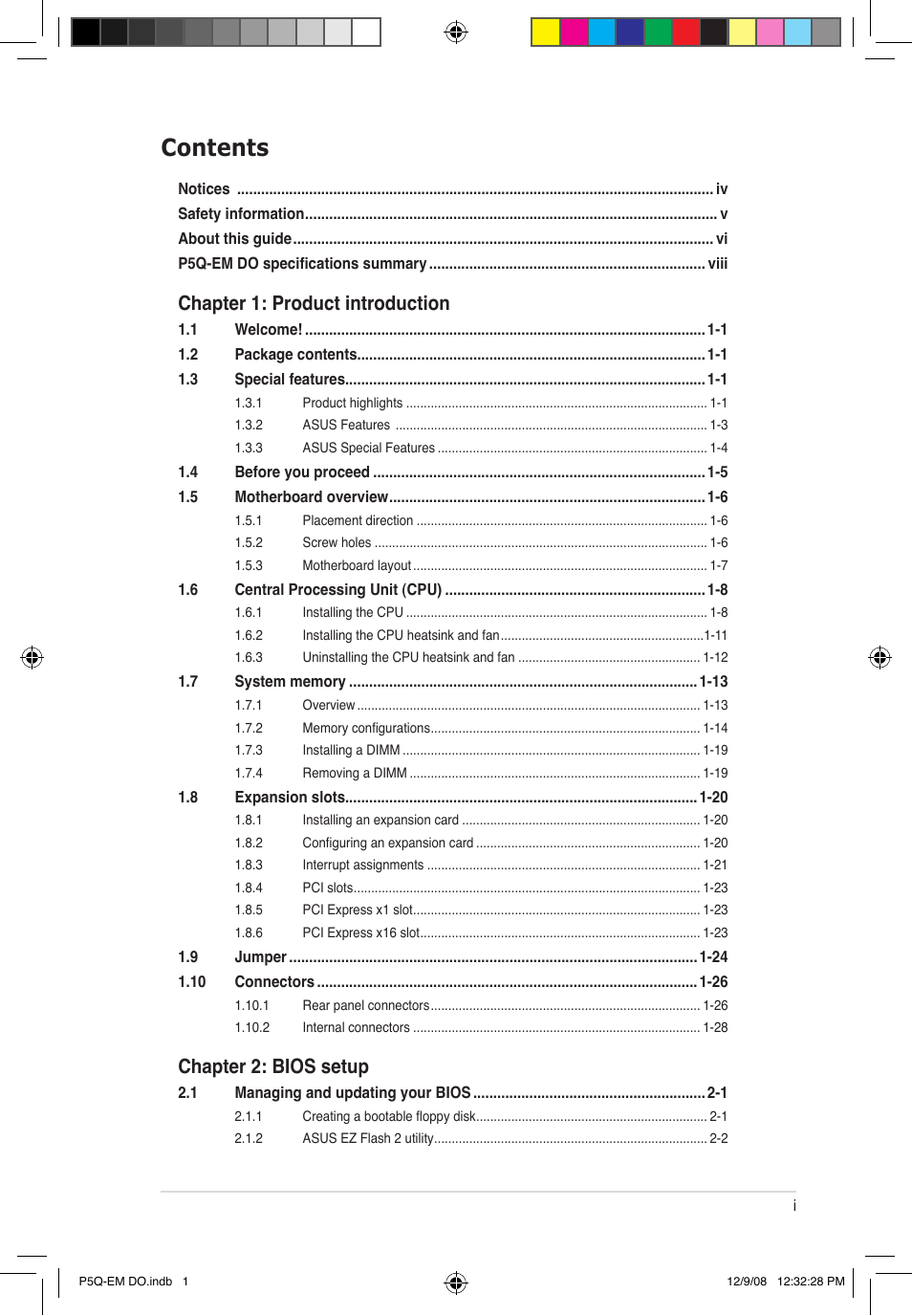 Asus P5Q-EM DO User Manual | Page 3 / 108