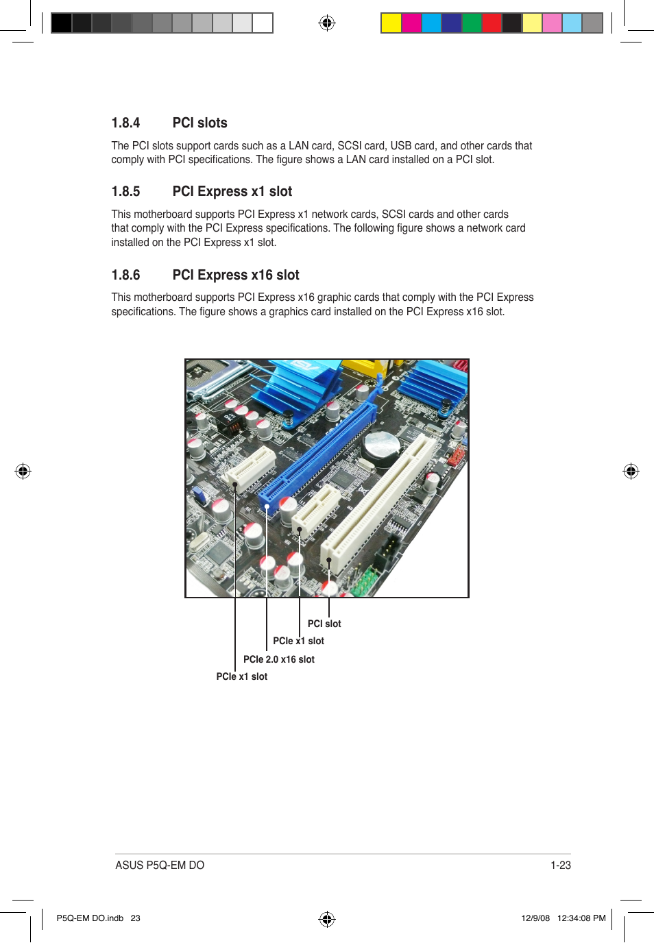 4 pci slots, 5 pci express x1 slot, 6 pci express x16 slot | Asus P5Q-EM DO User Manual | Page 37 / 108