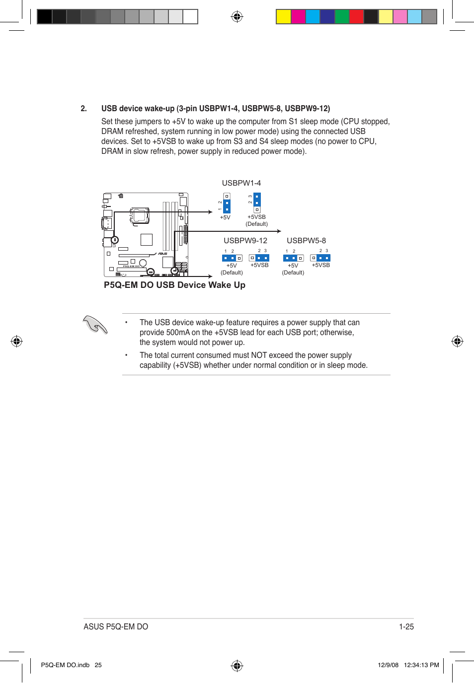 P5q-em do usb device wake up, Asus p5q-em do 1-25 | Asus P5Q-EM DO User Manual | Page 39 / 108