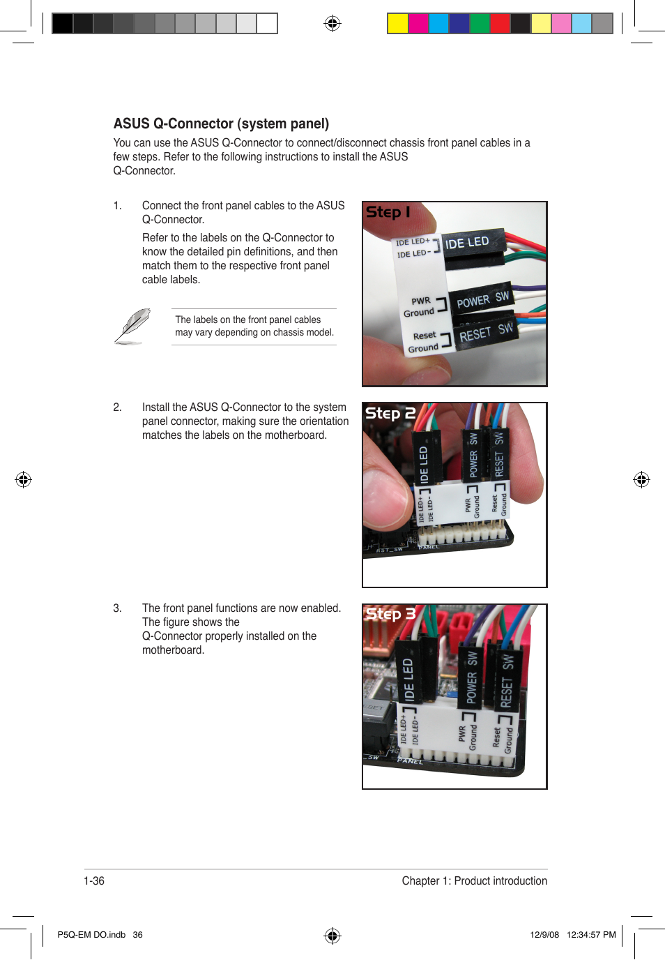 Asus q-connector (system panel) | Asus P5Q-EM DO User Manual | Page 50 / 108