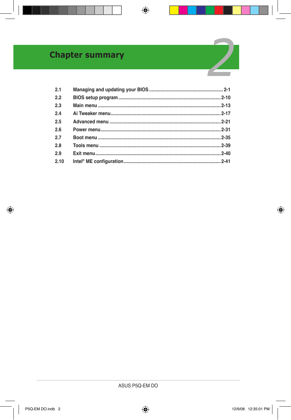 Chapter summary | Asus P5Q-EM DO User Manual | Page 52 / 108