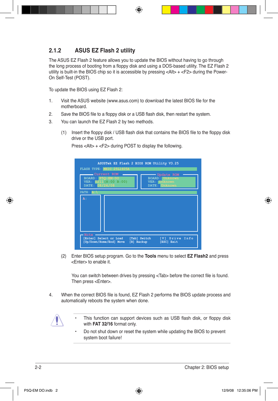 2 asus ez flash 2 utility | Asus P5Q-EM DO User Manual | Page 54 / 108