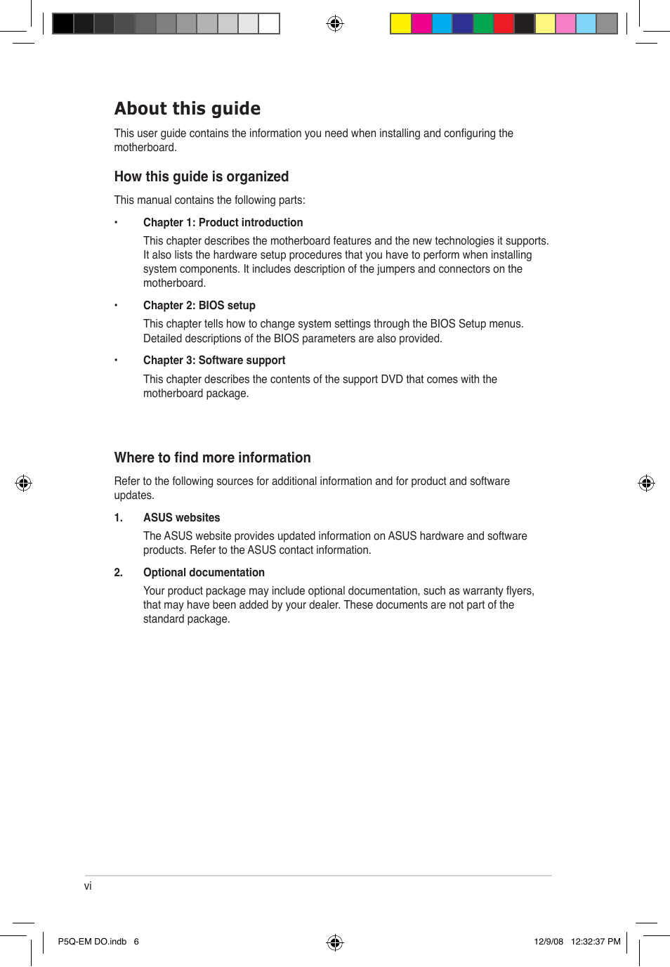 About this guide, How this guide is organized, Where to find more information | Asus P5Q-EM DO User Manual | Page 8 / 108