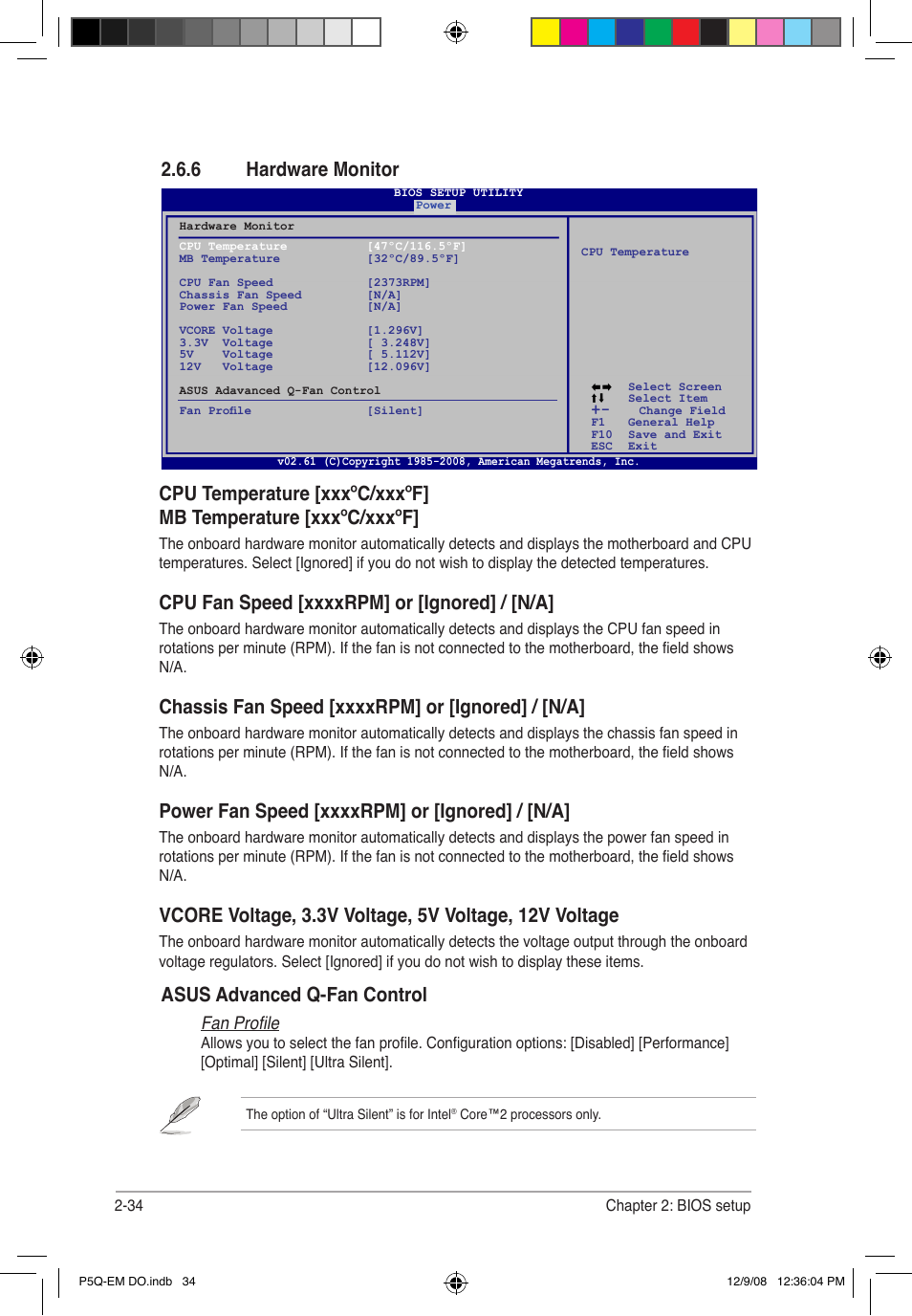 6 hardware monitor, Asus advanced q-fan control, Fan profile | Asus P5Q-EM DO User Manual | Page 86 / 108