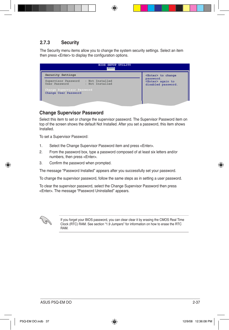 3 security, Change supervisor password, 1 boot device priority | Asus P5Q-EM DO User Manual | Page 89 / 108