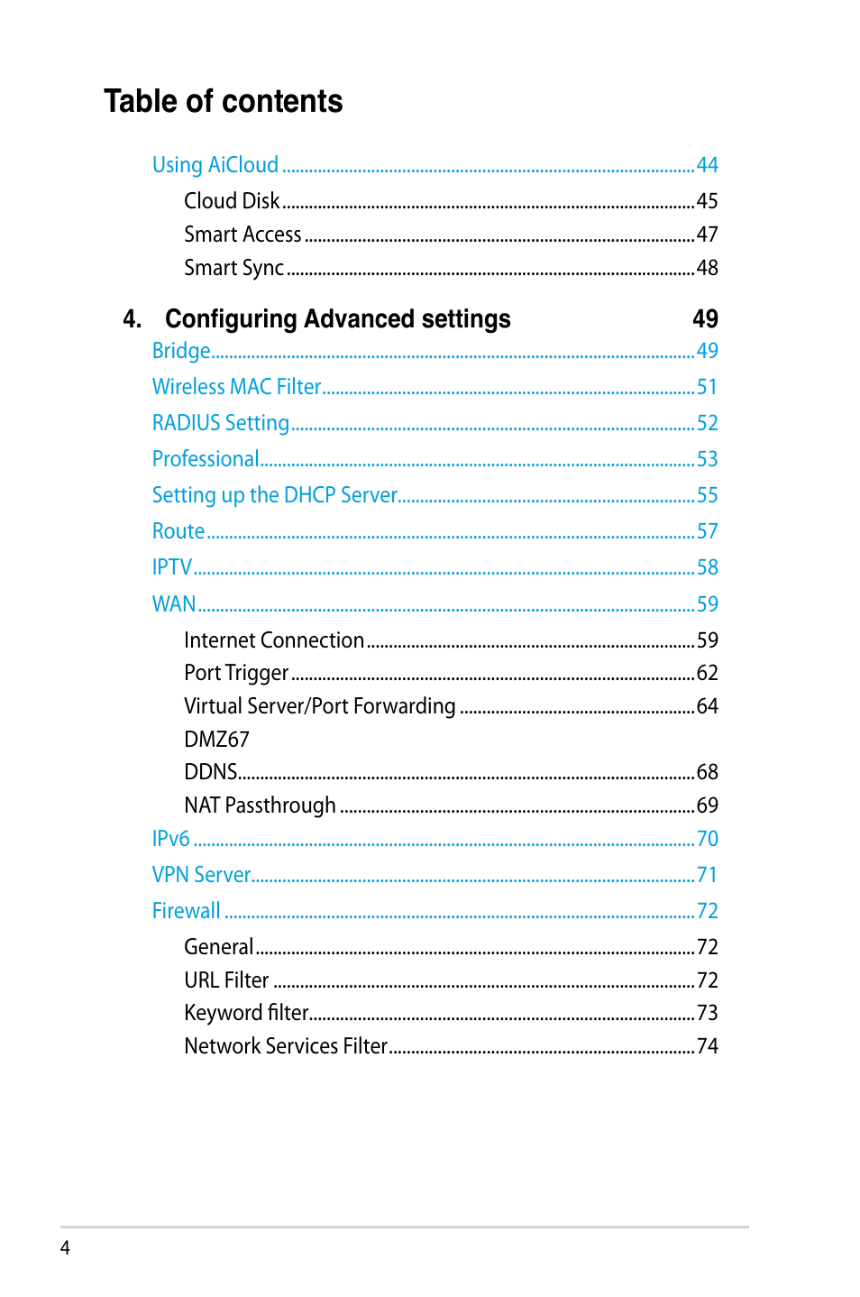 Asus RT-N14UHP User Manual | Page 4 / 107