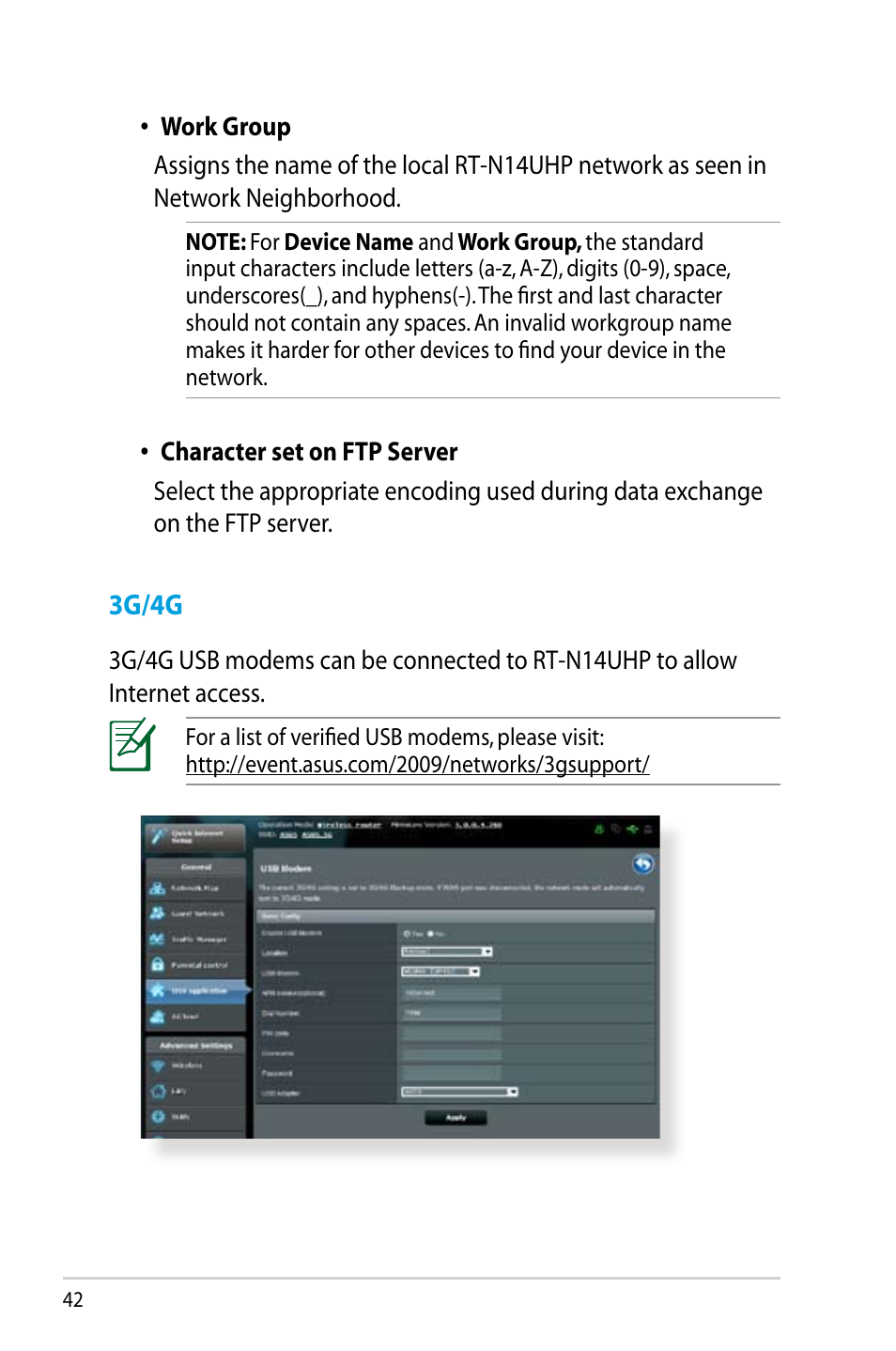 3g/4g | Asus RT-N14UHP User Manual | Page 42 / 107