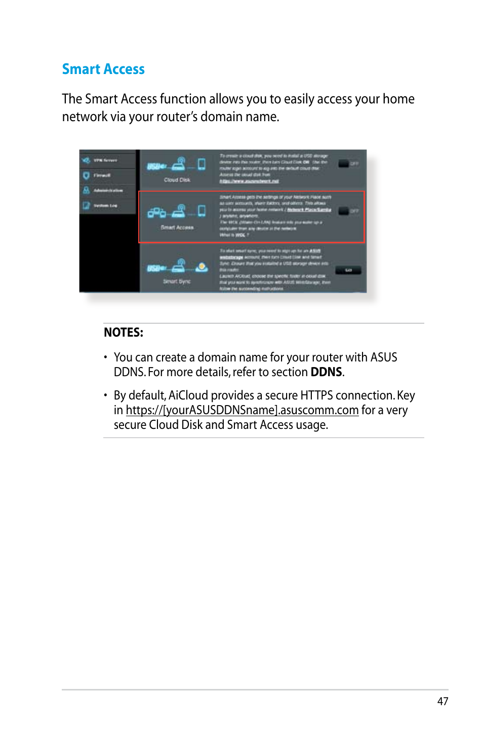 Smart access | Asus RT-N14UHP User Manual | Page 47 / 107