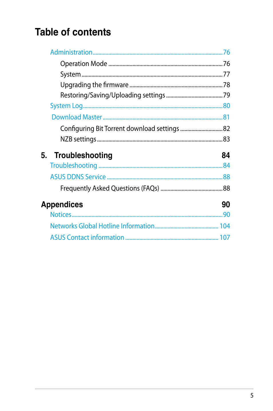 Asus RT-N14UHP User Manual | Page 5 / 107