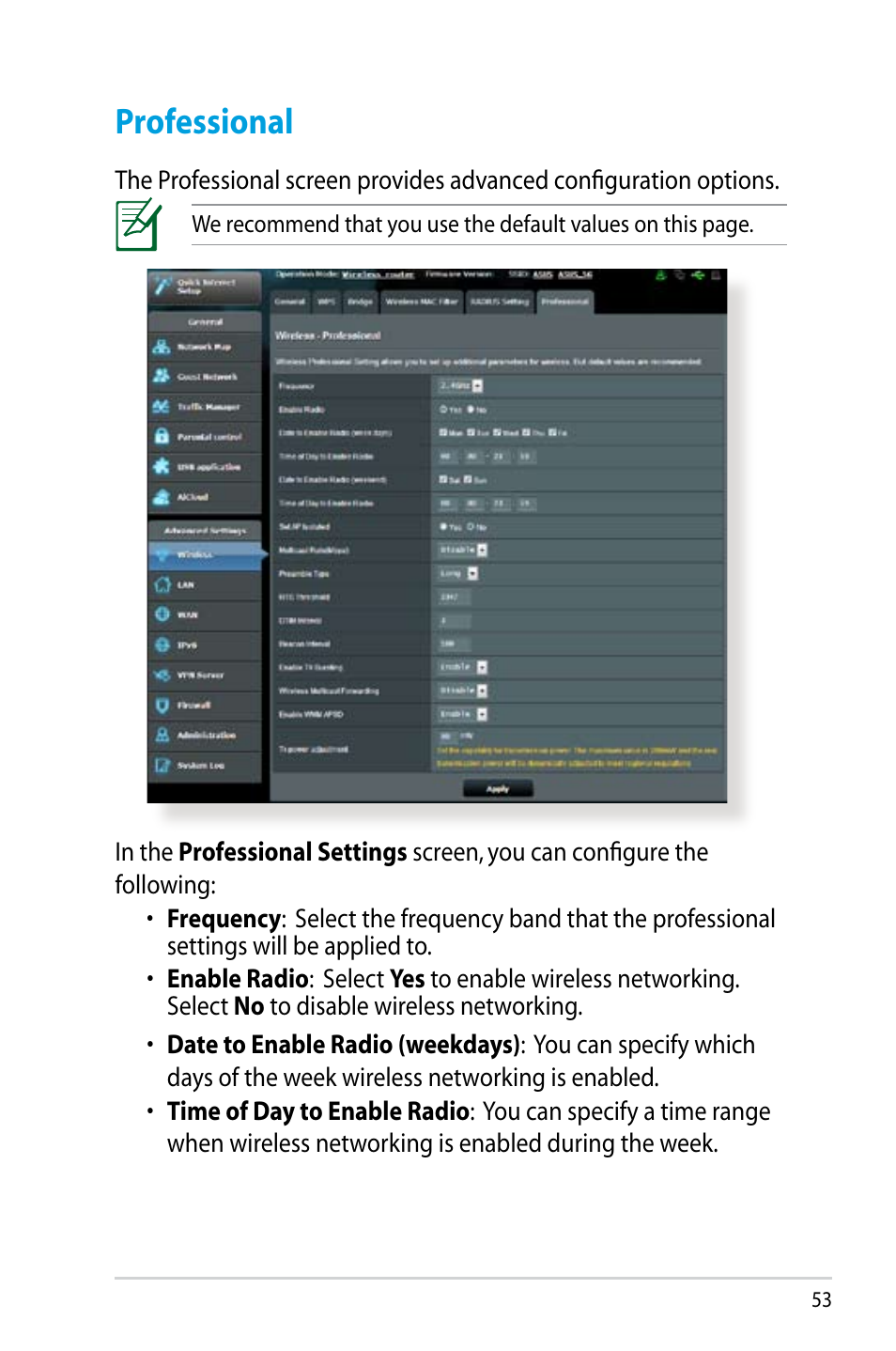 Professional | Asus RT-N14UHP User Manual | Page 53 / 107