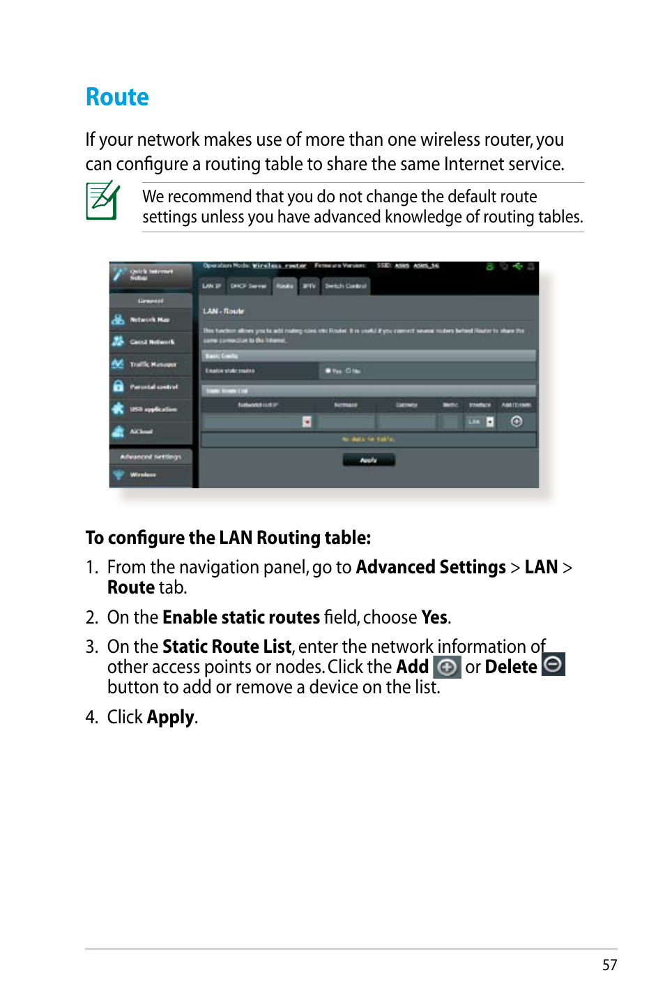 Route | Asus RT-N14UHP User Manual | Page 57 / 107