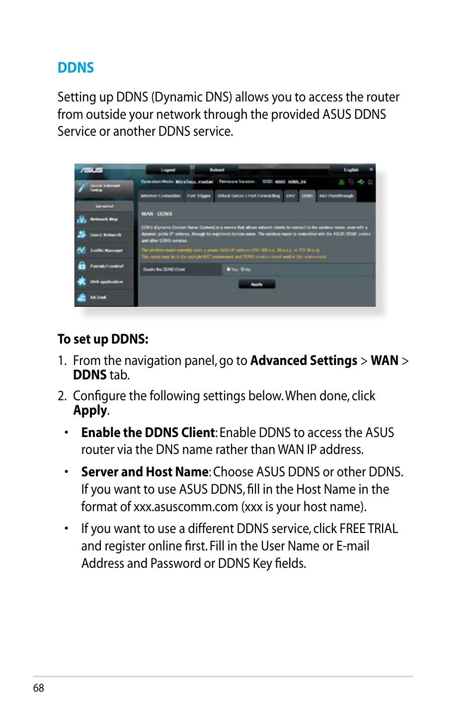 Ddns | Asus RT-N14UHP User Manual | Page 68 / 107