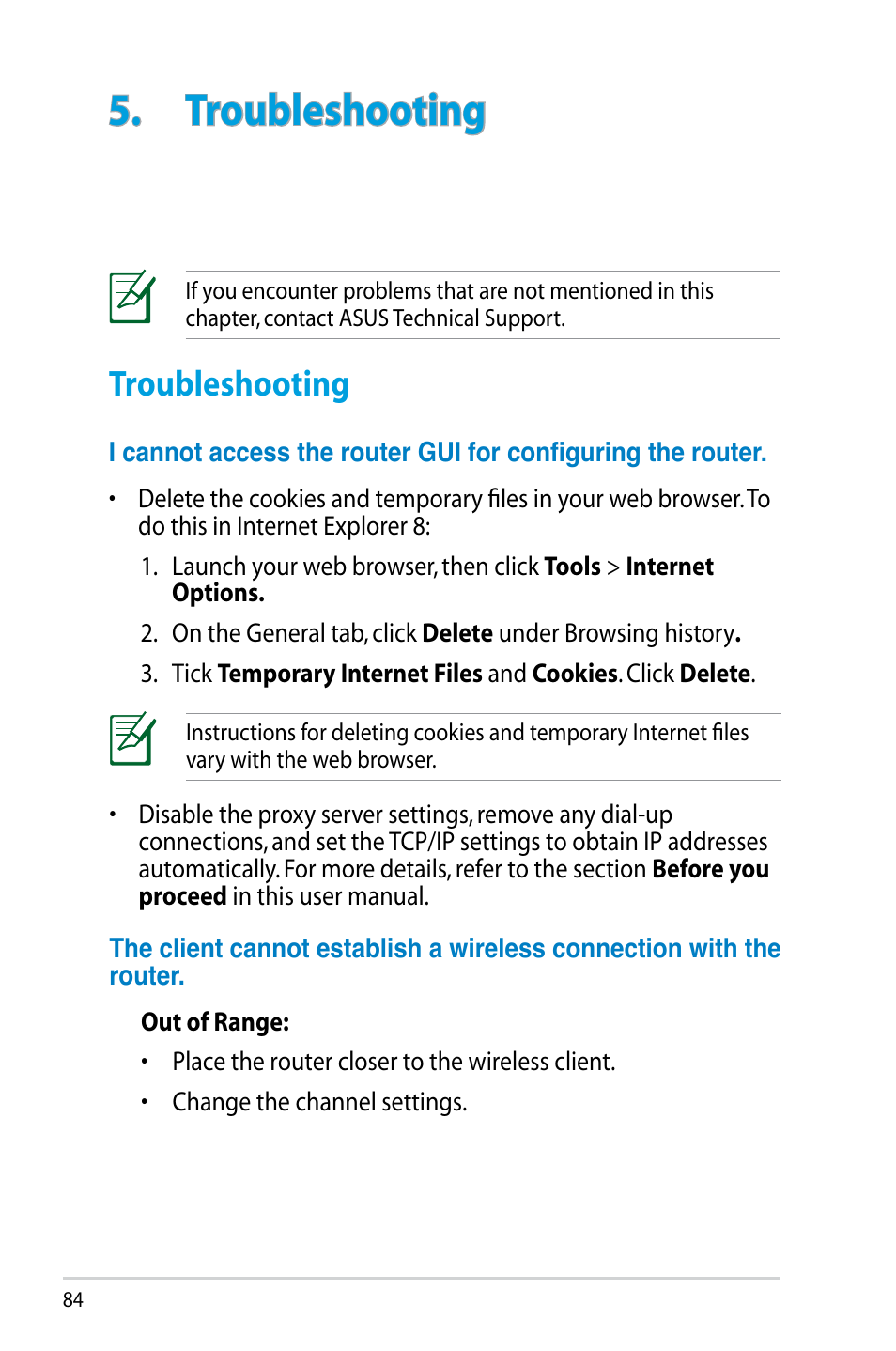 Troubleshooting | Asus RT-N14UHP User Manual | Page 84 / 107