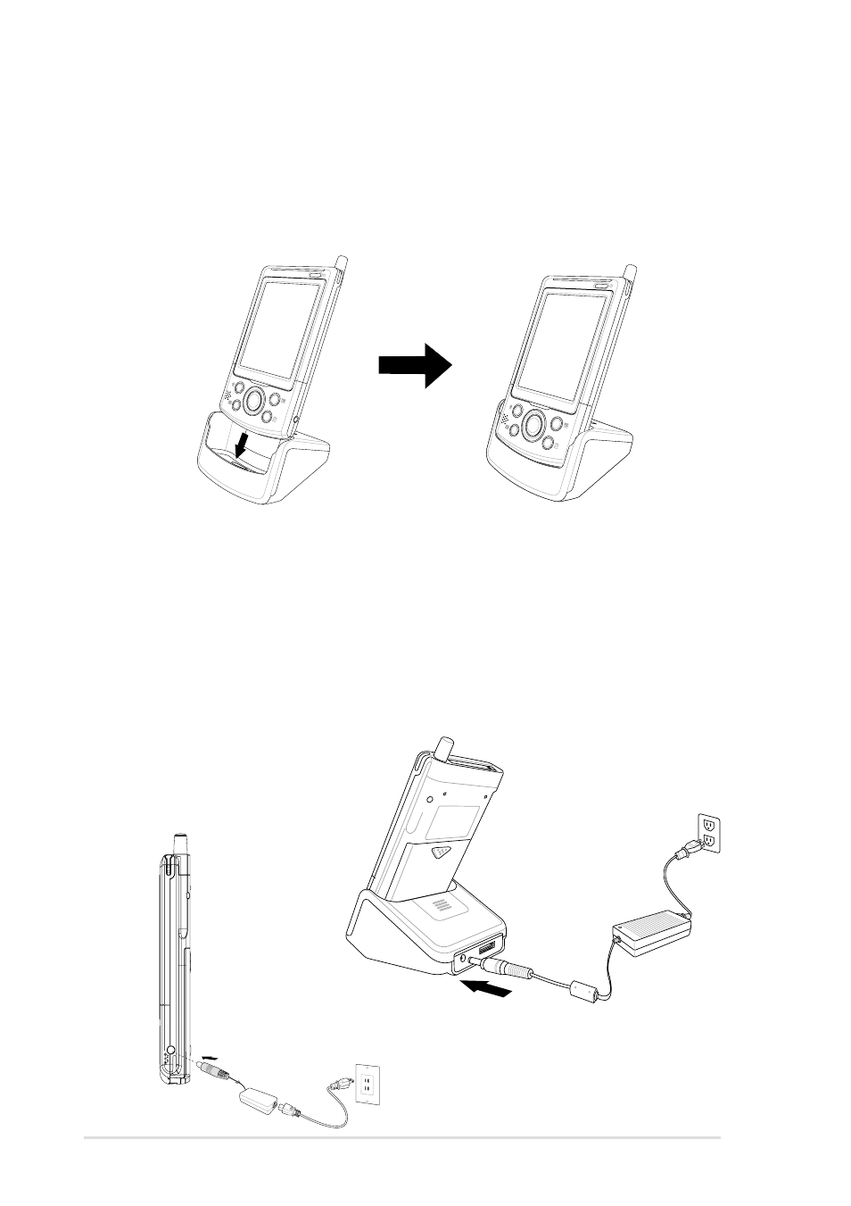 Setting up mypal, Placing on the cradle, Connecting the ac adapter | Asus MyPal A716 User Manual | Page 12 / 166