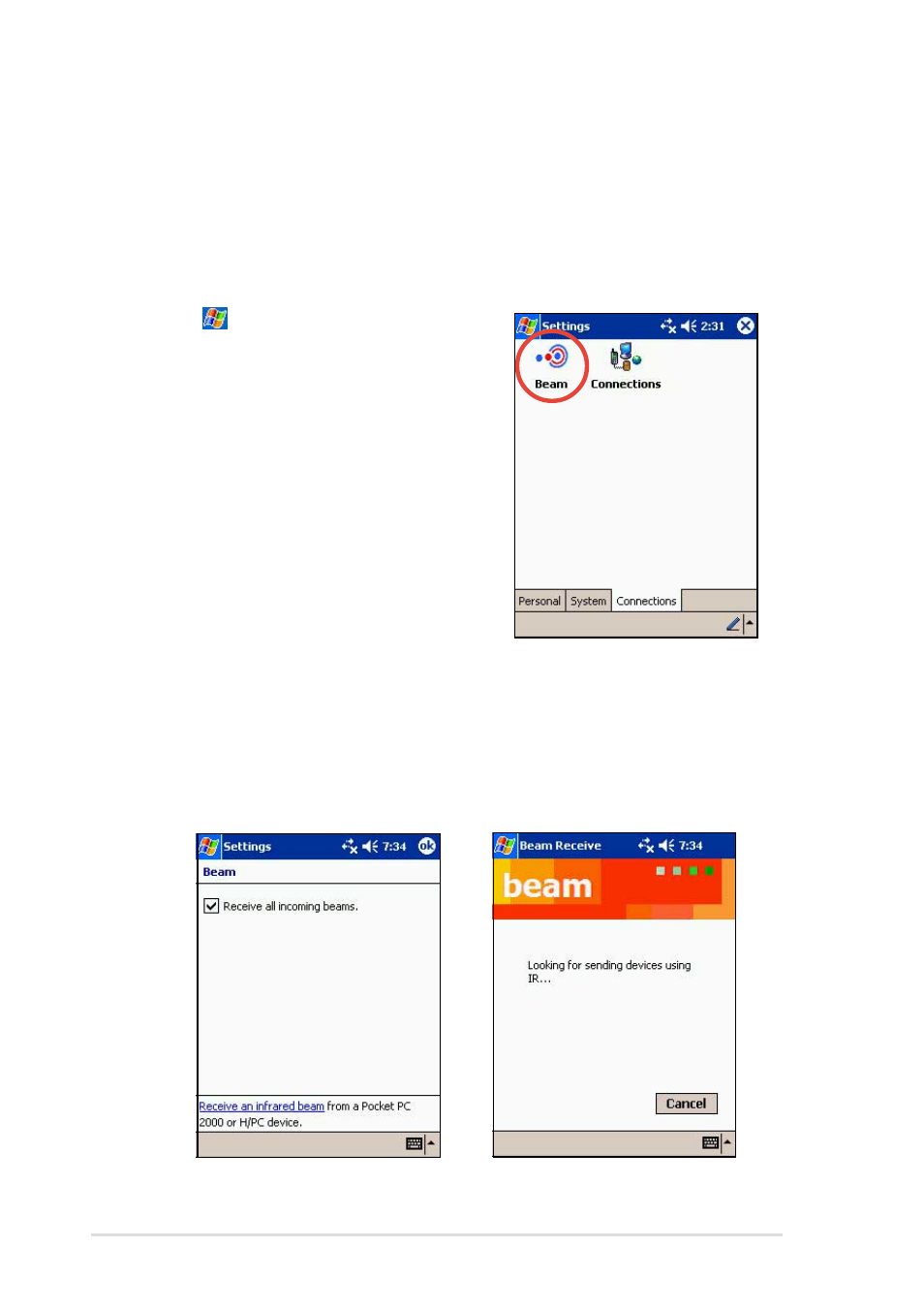 Infrared (ir) connection | Asus MyPal A716 User Manual | Page 128 / 166