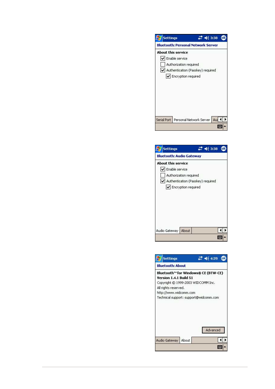 Personal network server, Audio gateway, About | Asus MyPal A716 User Manual | Page 135 / 166