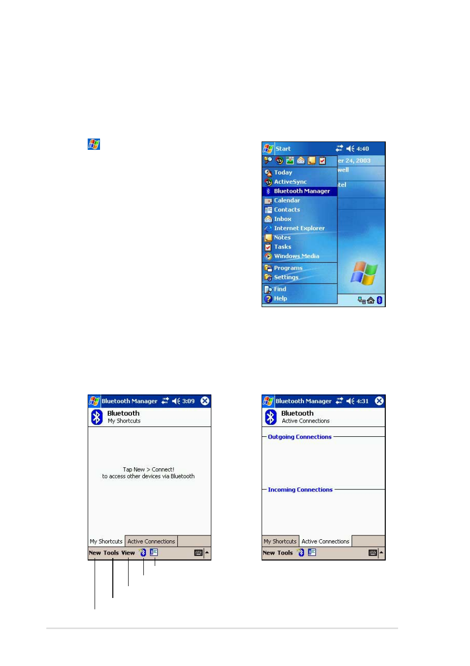 Bluetooth manager | Asus MyPal A716 User Manual | Page 136 / 166