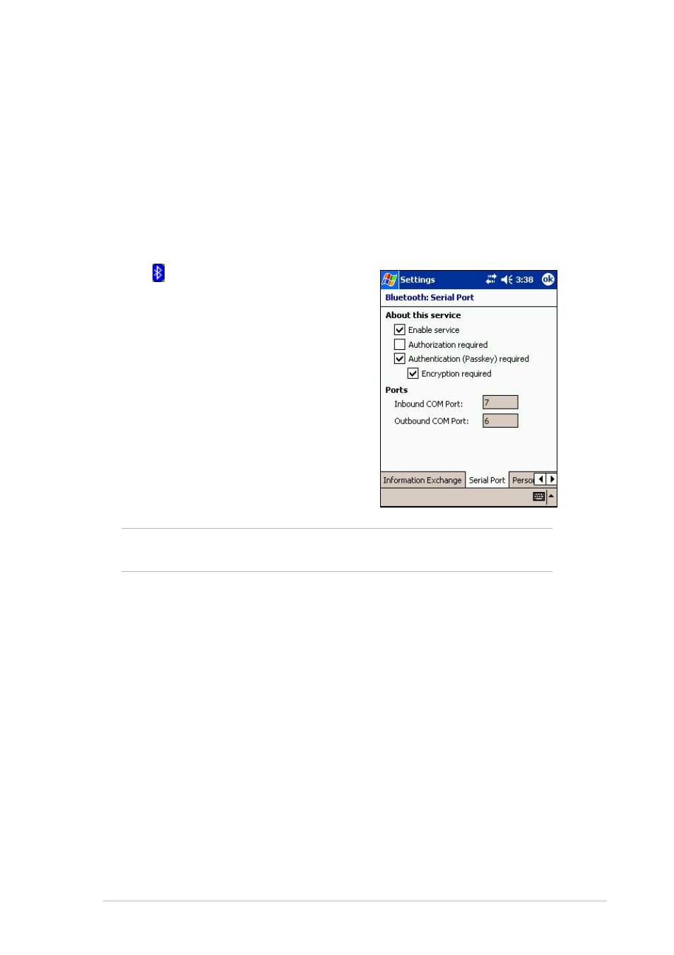 Remote device services, Wireless serial port | Asus MyPal A716 User Manual | Page 139 / 166