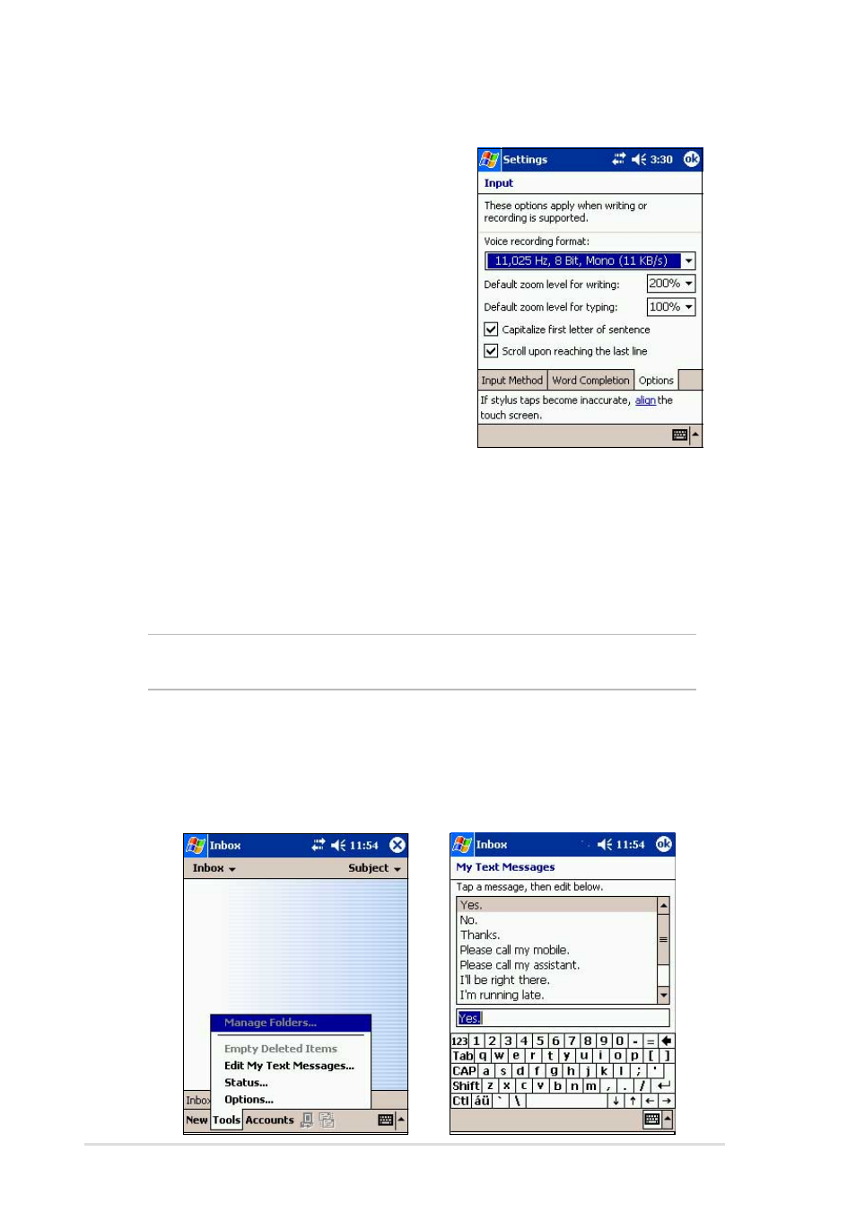 Using a preset message | Asus MyPal A716 User Manual | Page 30 / 166