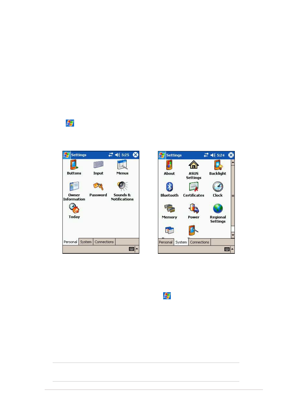 Customizing your device, Adjusting settings | Asus MyPal A716 User Manual | Page 33 / 166