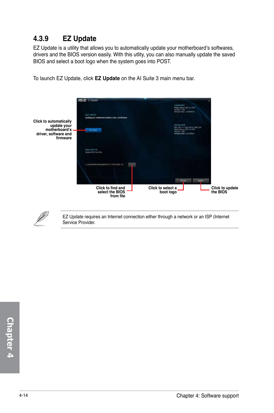 9 ez update, Ez update -14, Chapter 4 | Asus H87-PRO User Manual | Page 123 / 140