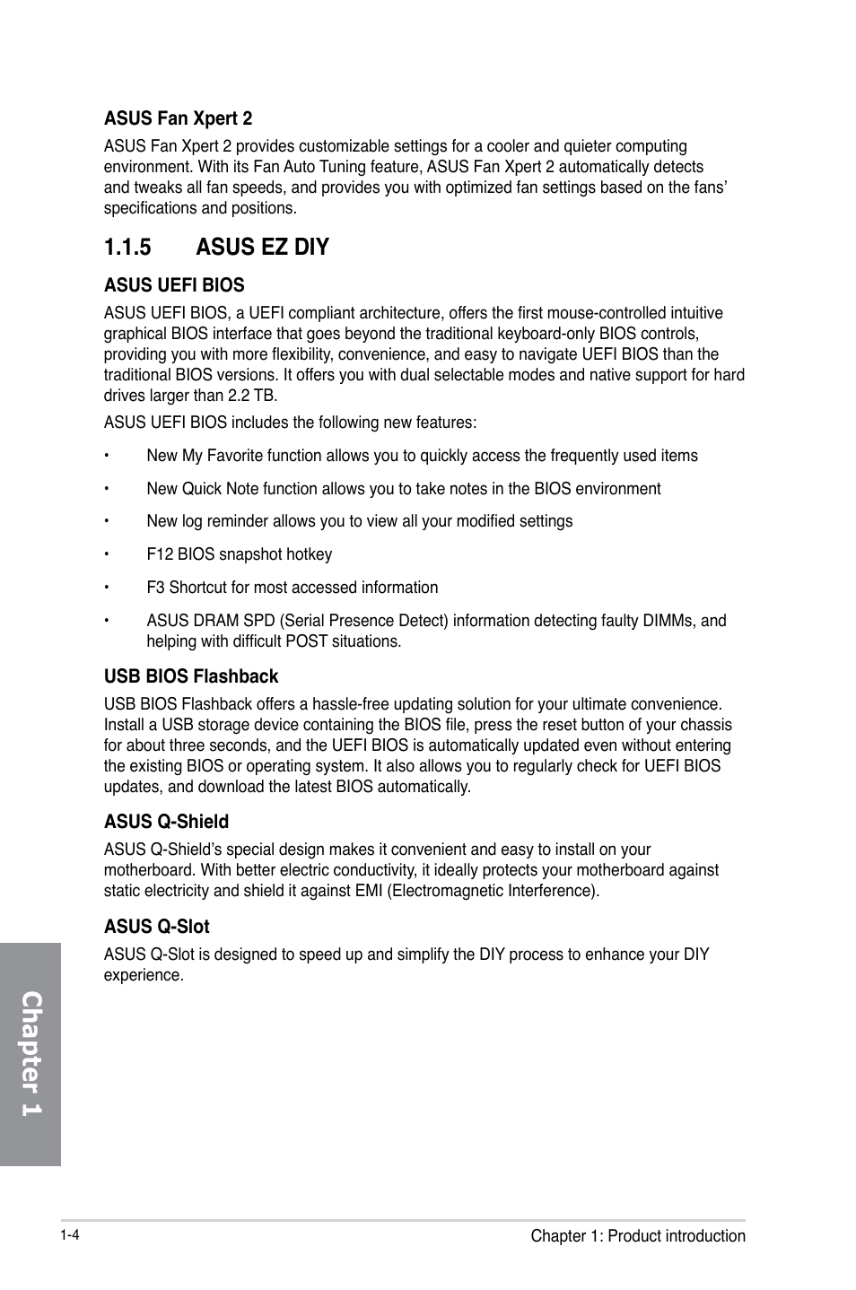 5 asus ez diy, Asus ez diy -4, Chapter 1 | Asus H87-PRO User Manual | Page 18 / 140