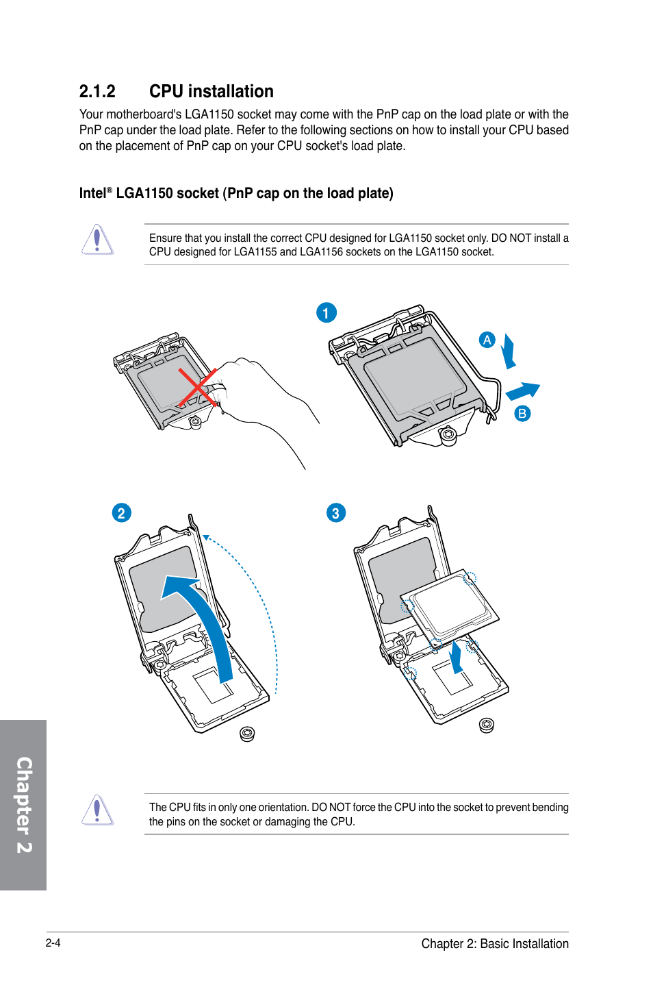 2 cpu installation, Cpu installation -4, Chapter 2 | Asus H87-PRO User Manual | Page 41 / 140