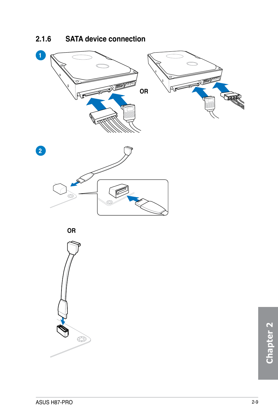 6 sata device connection, Sata device connection -9, Chapter 2 | Asus H87-PRO User Manual | Page 46 / 140