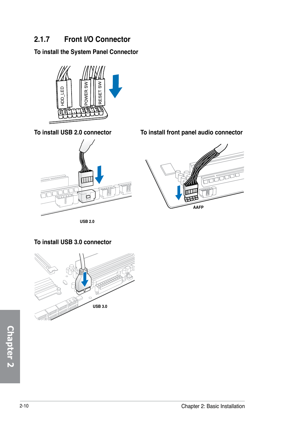 7 front i/o connector, Front i/o connector -10, Chapter 2 | Asus H87-PRO User Manual | Page 47 / 140