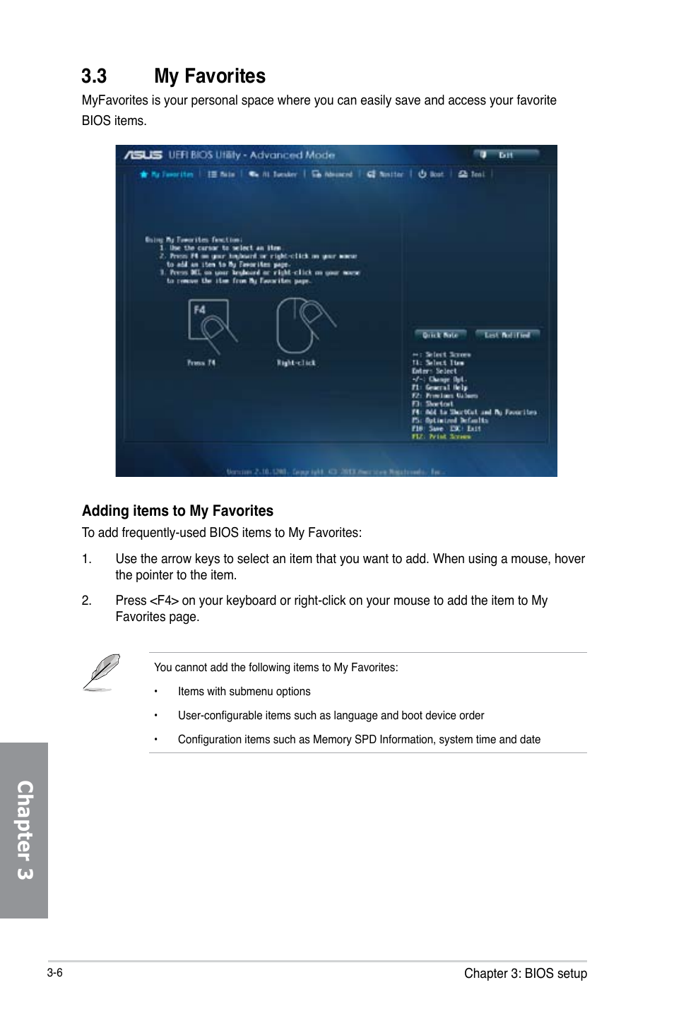 3 my favorites, My favorites -6, Chapter 3 3.3 my favorites | Asus H87-PRO User Manual | Page 61 / 140