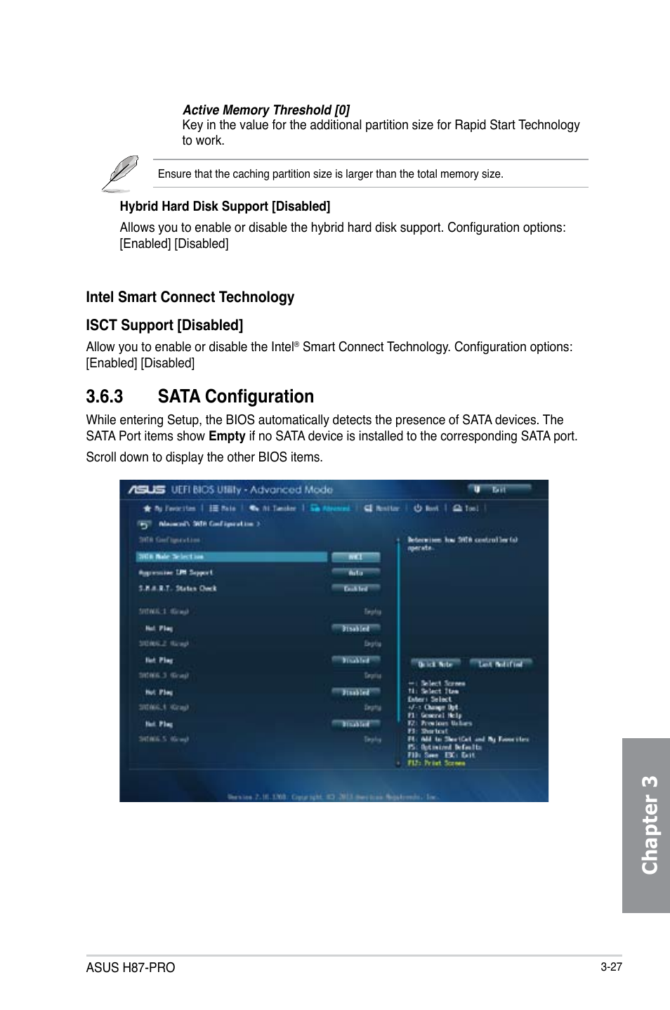 3 sata configuration, Sata configuration -27, Chapter 3 | Asus H87-PRO User Manual | Page 82 / 140