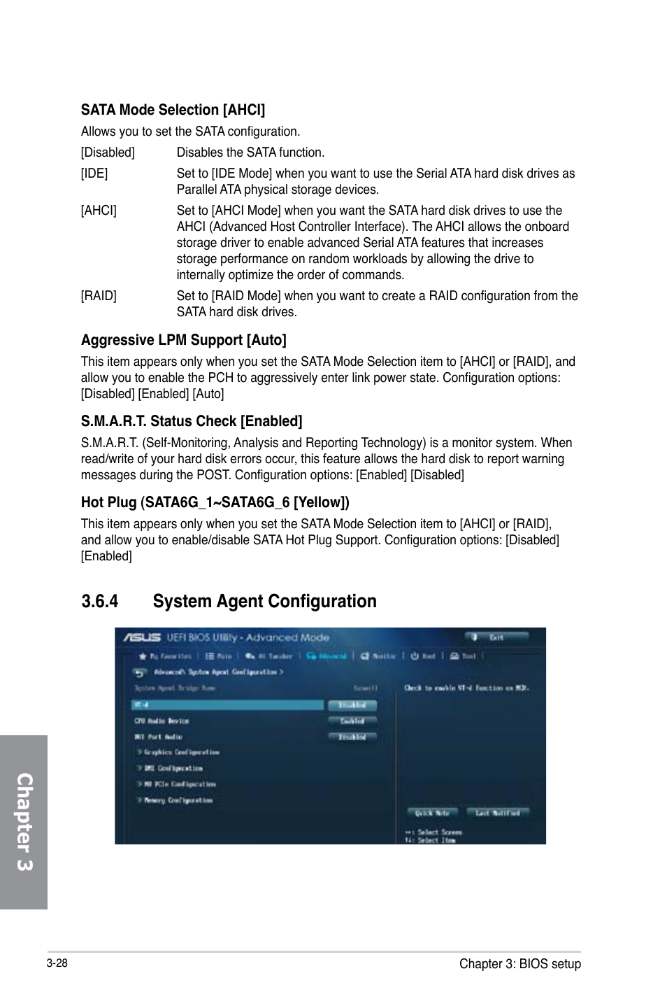 4 system agent configuration, System agent configuration -28, Chapter 3 | Asus H87-PRO User Manual | Page 83 / 140