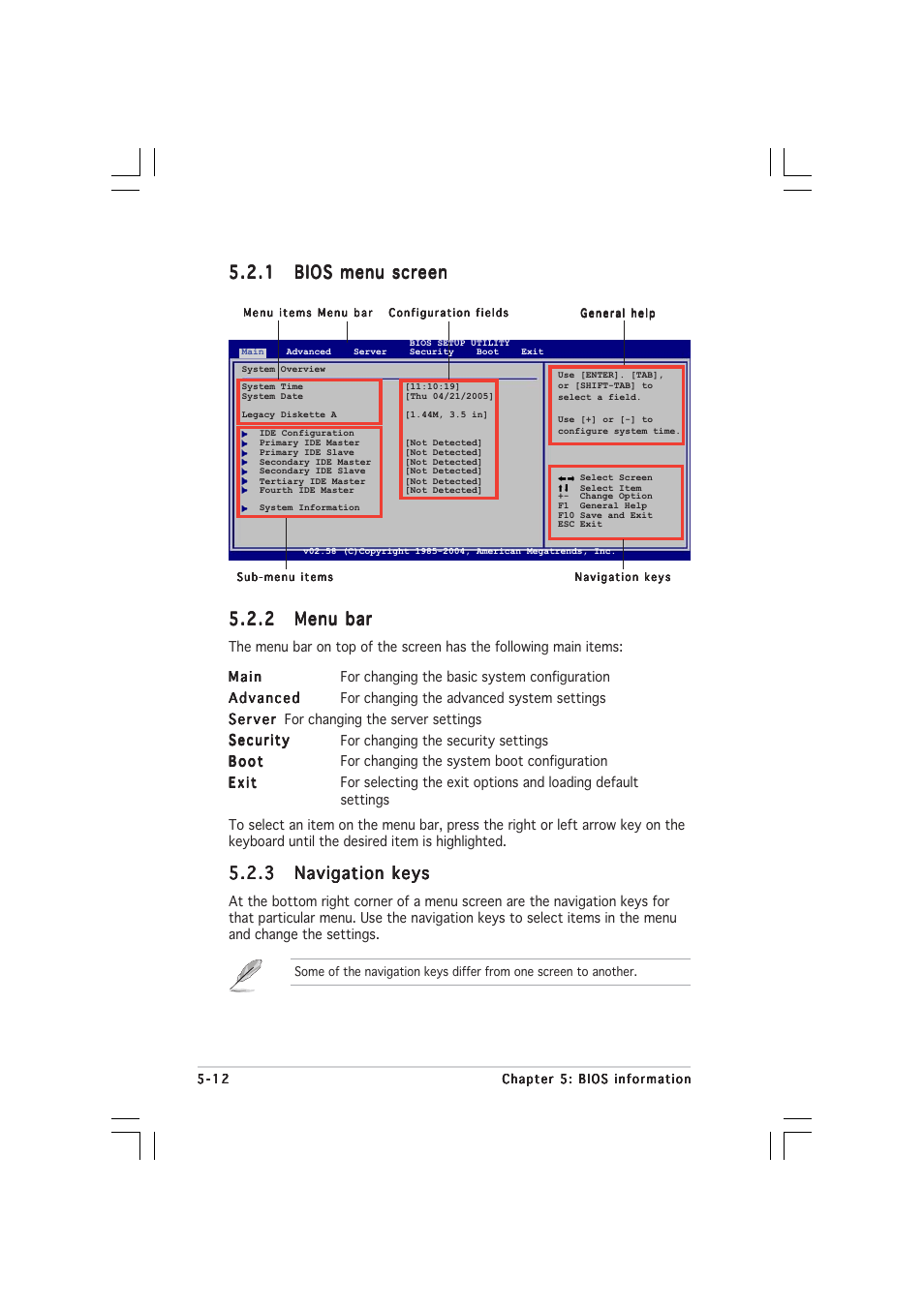 2 menu bar menu bar menu bar menu bar menu bar | Asus TS500-E2 User Manual | Page 110 / 186