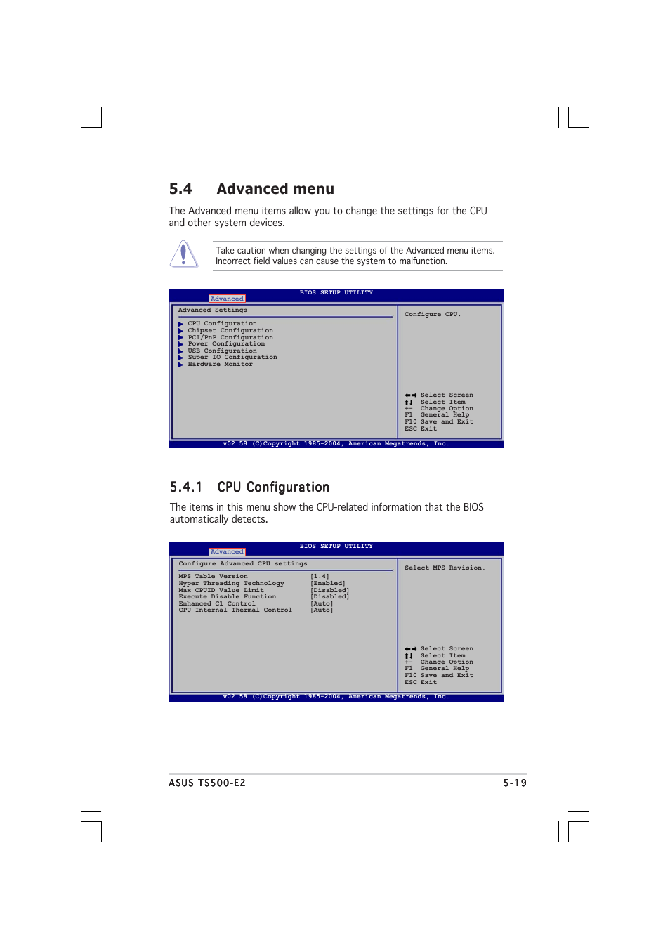 4 advanced menu | Asus TS500-E2 User Manual | Page 117 / 186