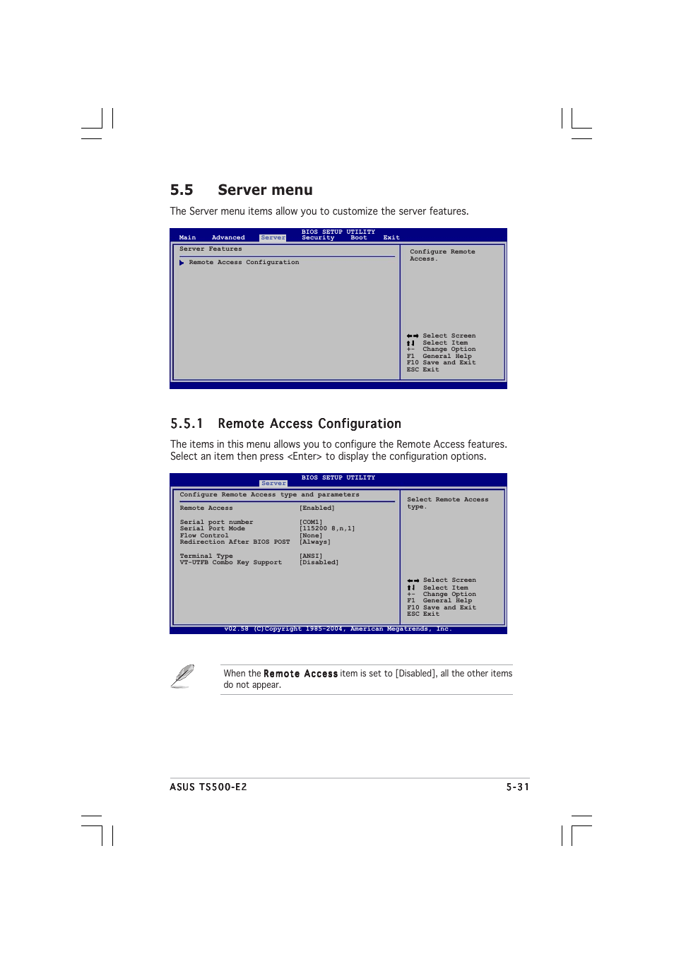 5 server menu | Asus TS500-E2 User Manual | Page 129 / 186