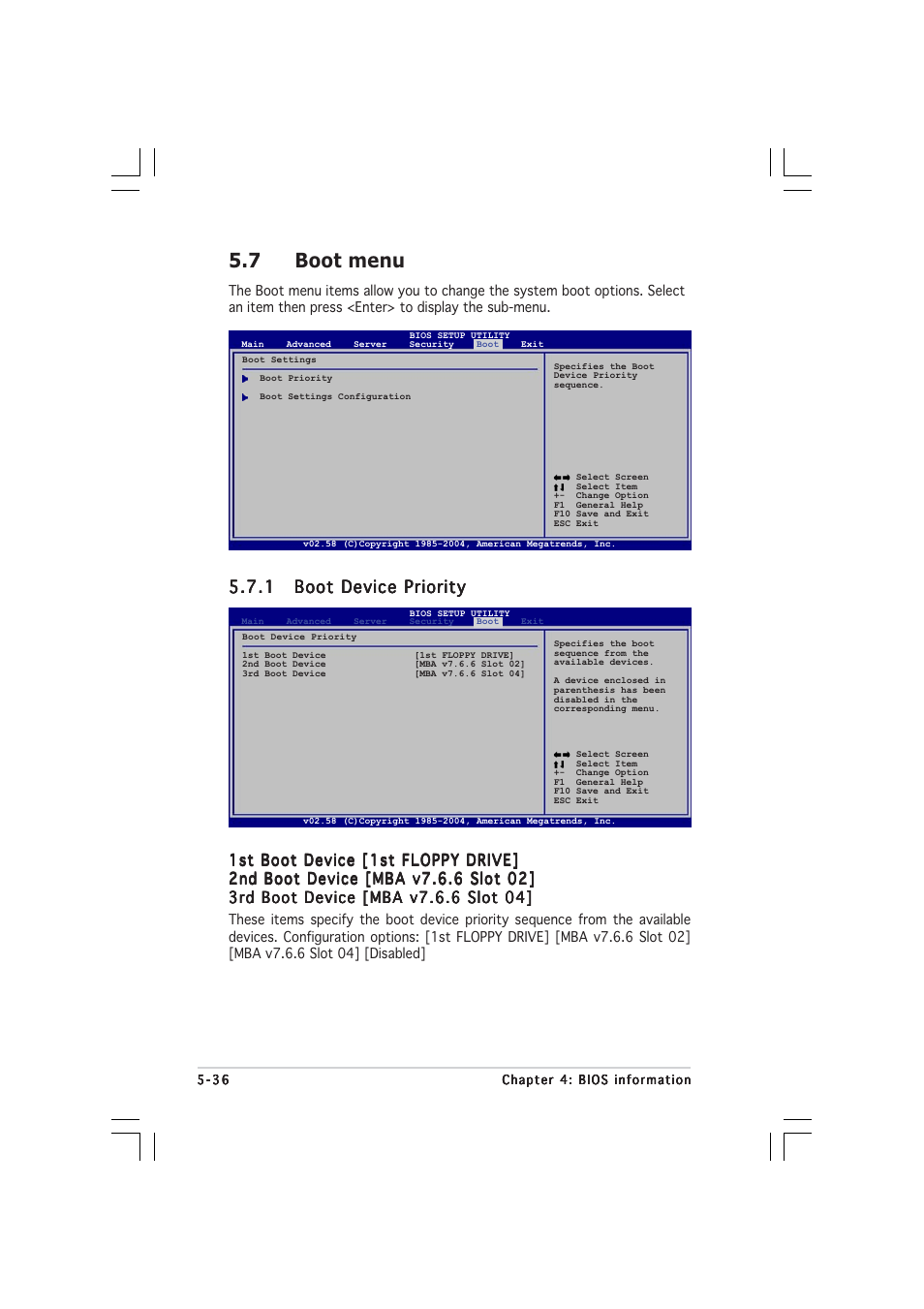 7 boot menu, 1st boot device [1st floppy drive | Asus TS500-E2 User Manual | Page 134 / 186