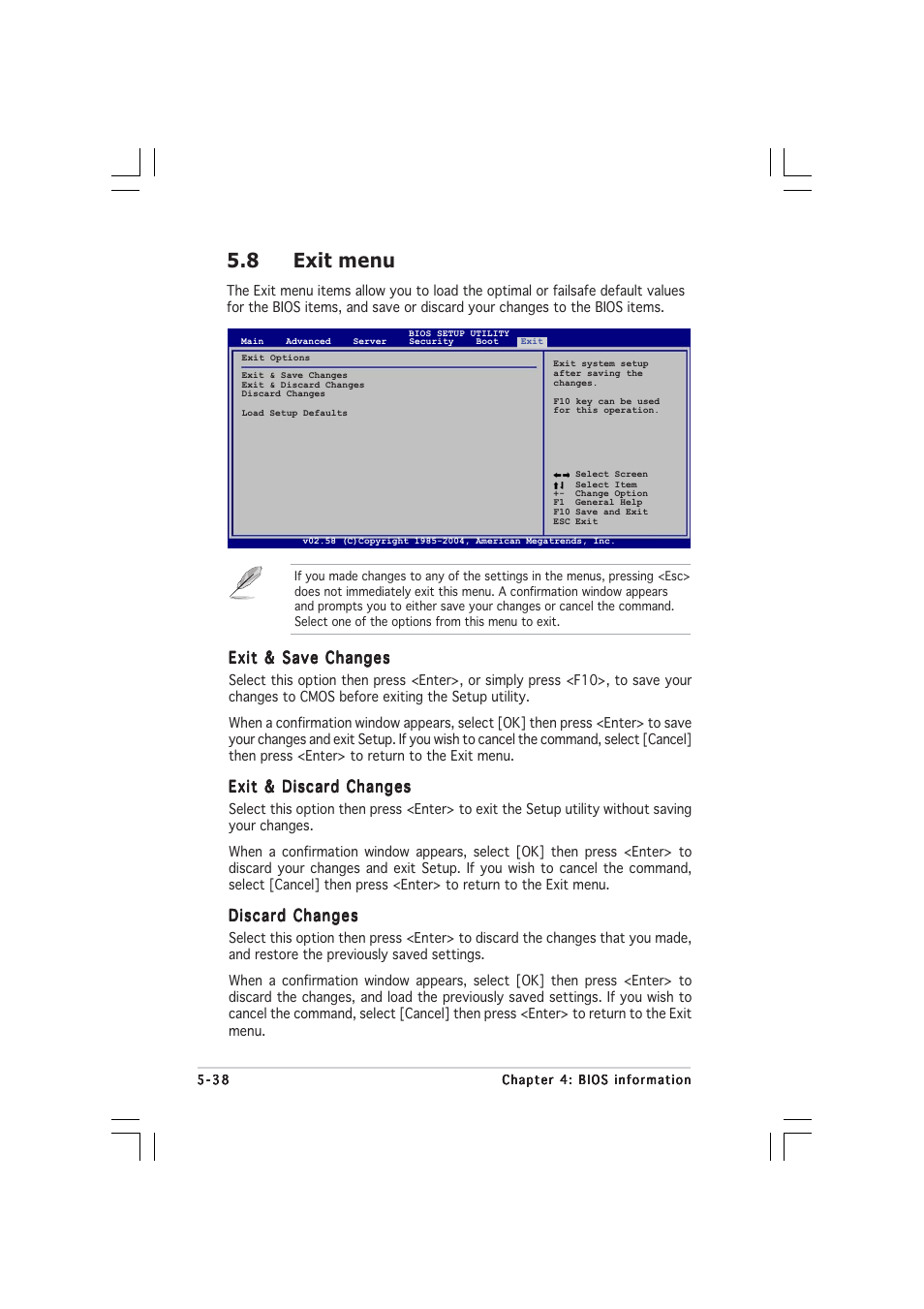 8 exit menu | Asus TS500-E2 User Manual | Page 136 / 186