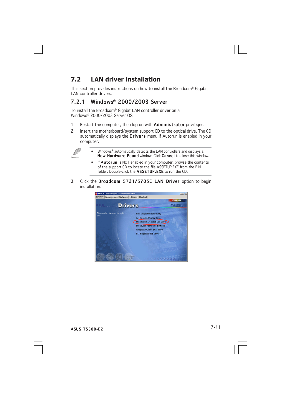 2 lan driver installation, 1 windows windows windows windows windows | Asus TS500-E2 User Manual | Page 173 / 186