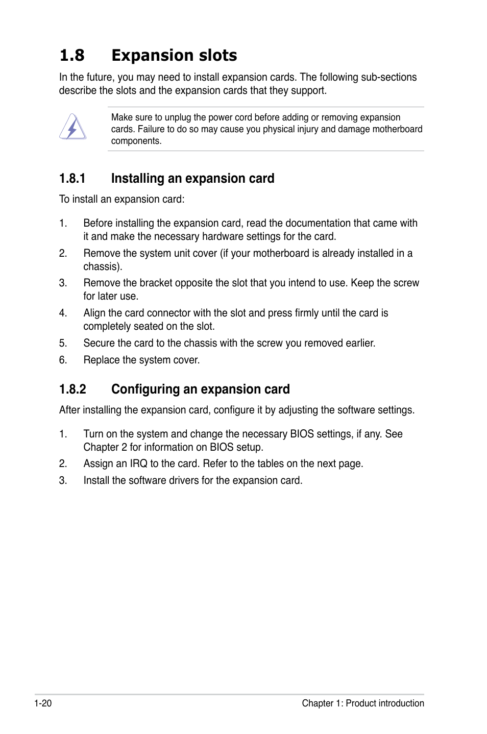 8 expansion slots, 1 installing an expansion card, 2 configuring an expansion card | Asus P5G-MX User Manual | Page 32 / 88