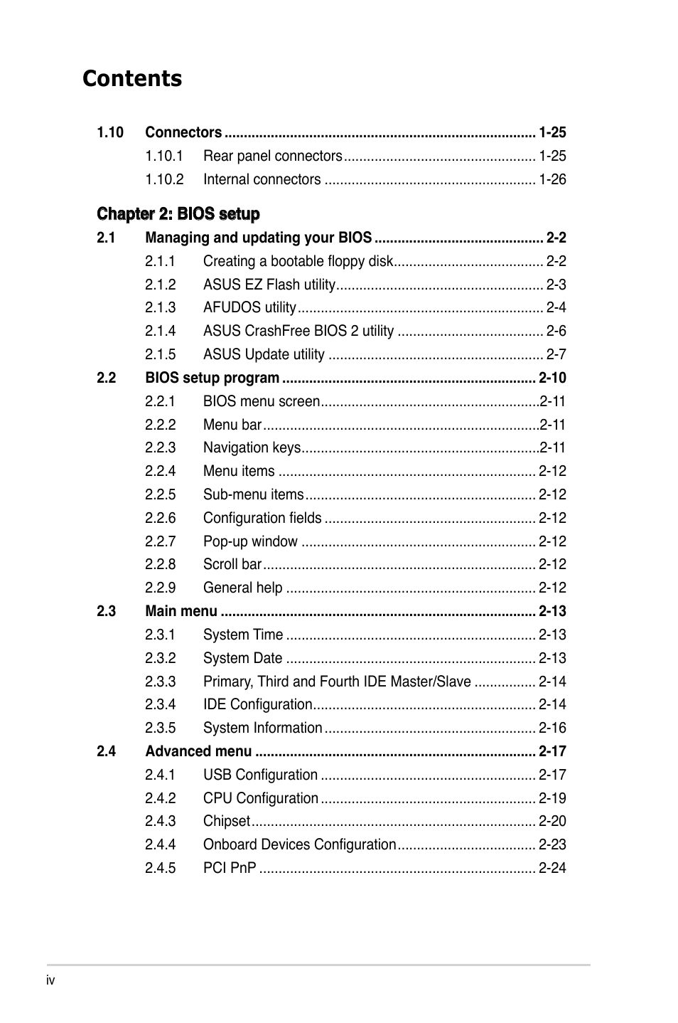 Asus P5G-MX User Manual | Page 4 / 88