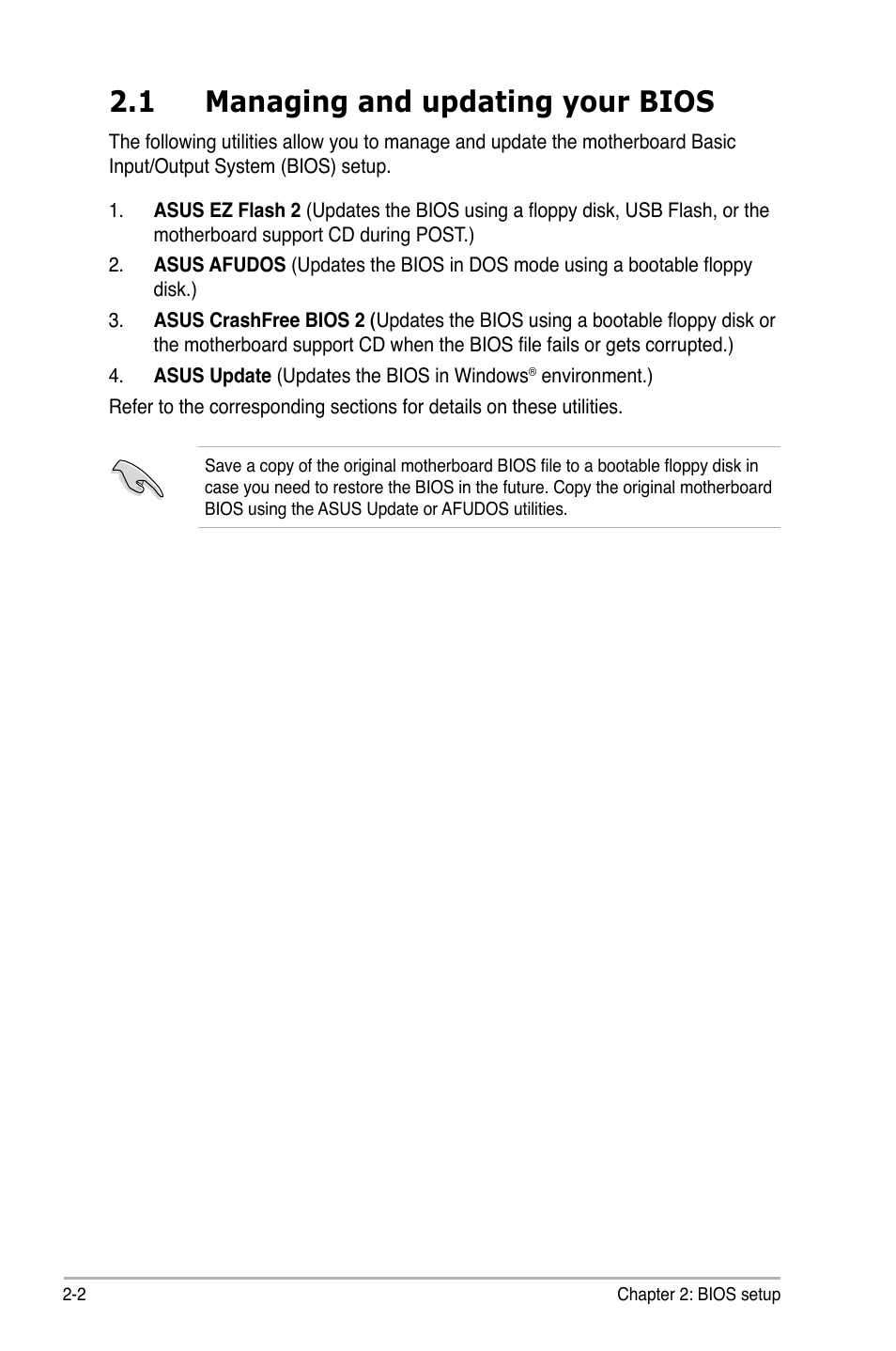 1 managing and updating your bios | Asus M2N-VM DVI User Manual | Page 48 / 98