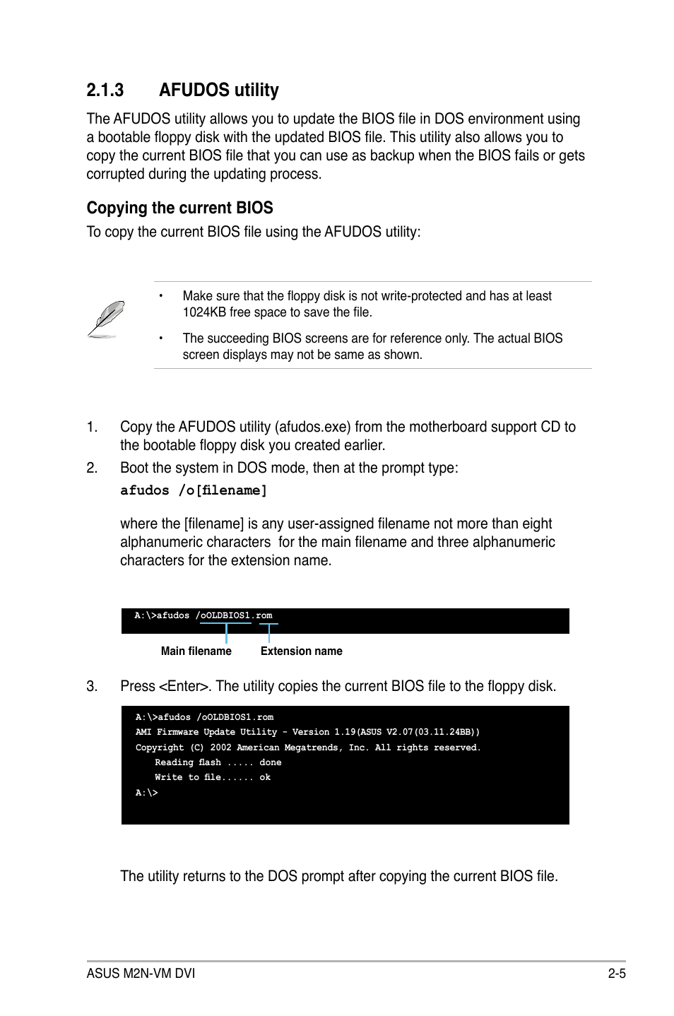 Afudos.utility, Copying.the.current.bios | Asus M2N-VM DVI User Manual | Page 51 / 98