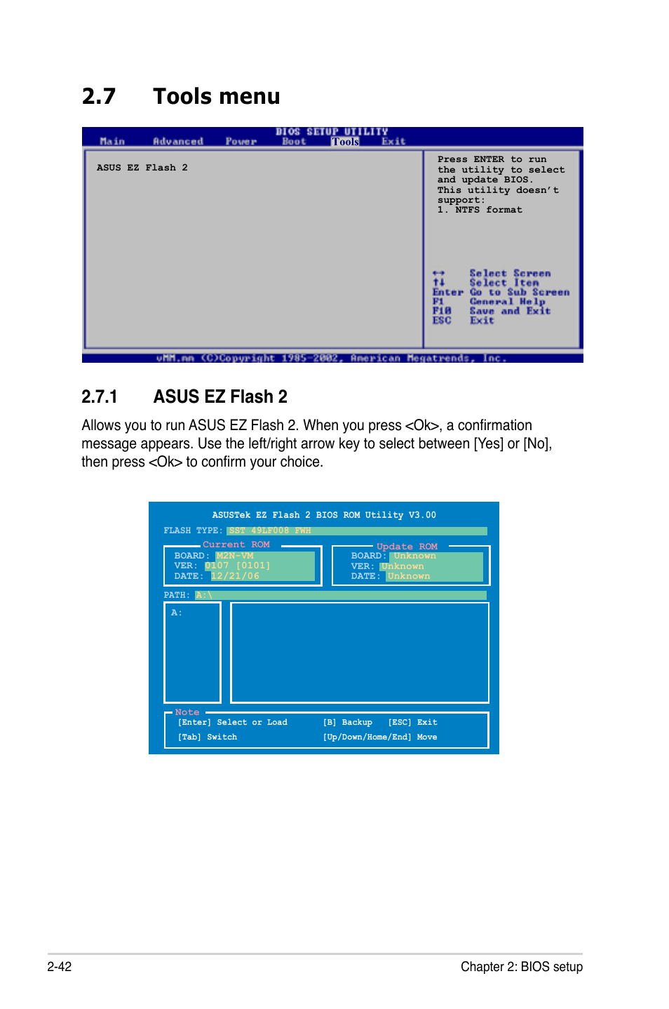 7 tools menu, Asus.ez.flash.2 | Asus M2N-VM DVI User Manual | Page 88 / 98