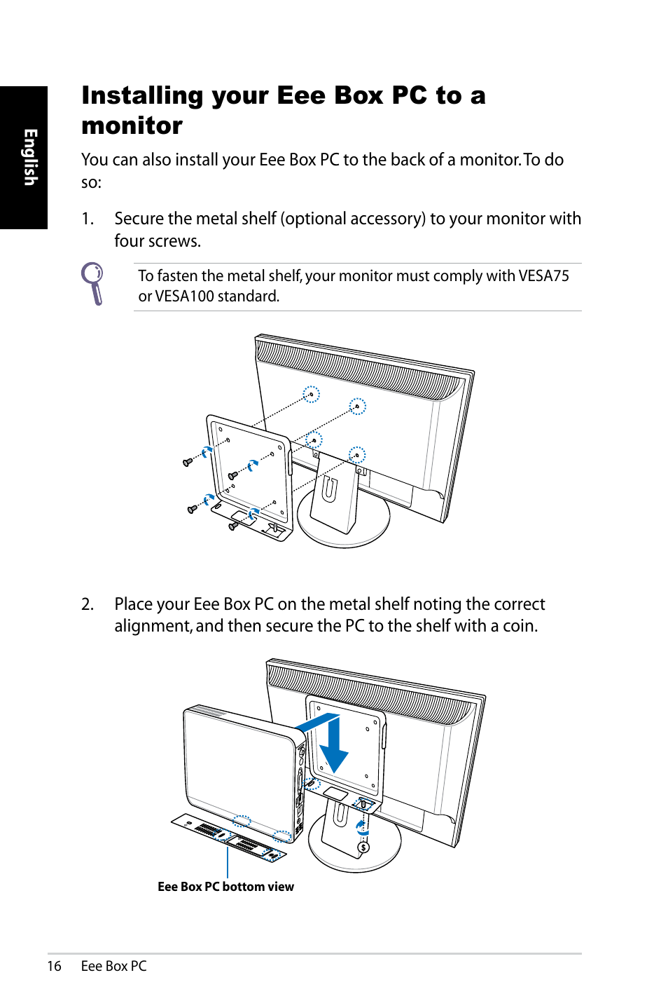 Installing your eee box pc to a monitor | Asus B202 User Manual | Page 16 / 64