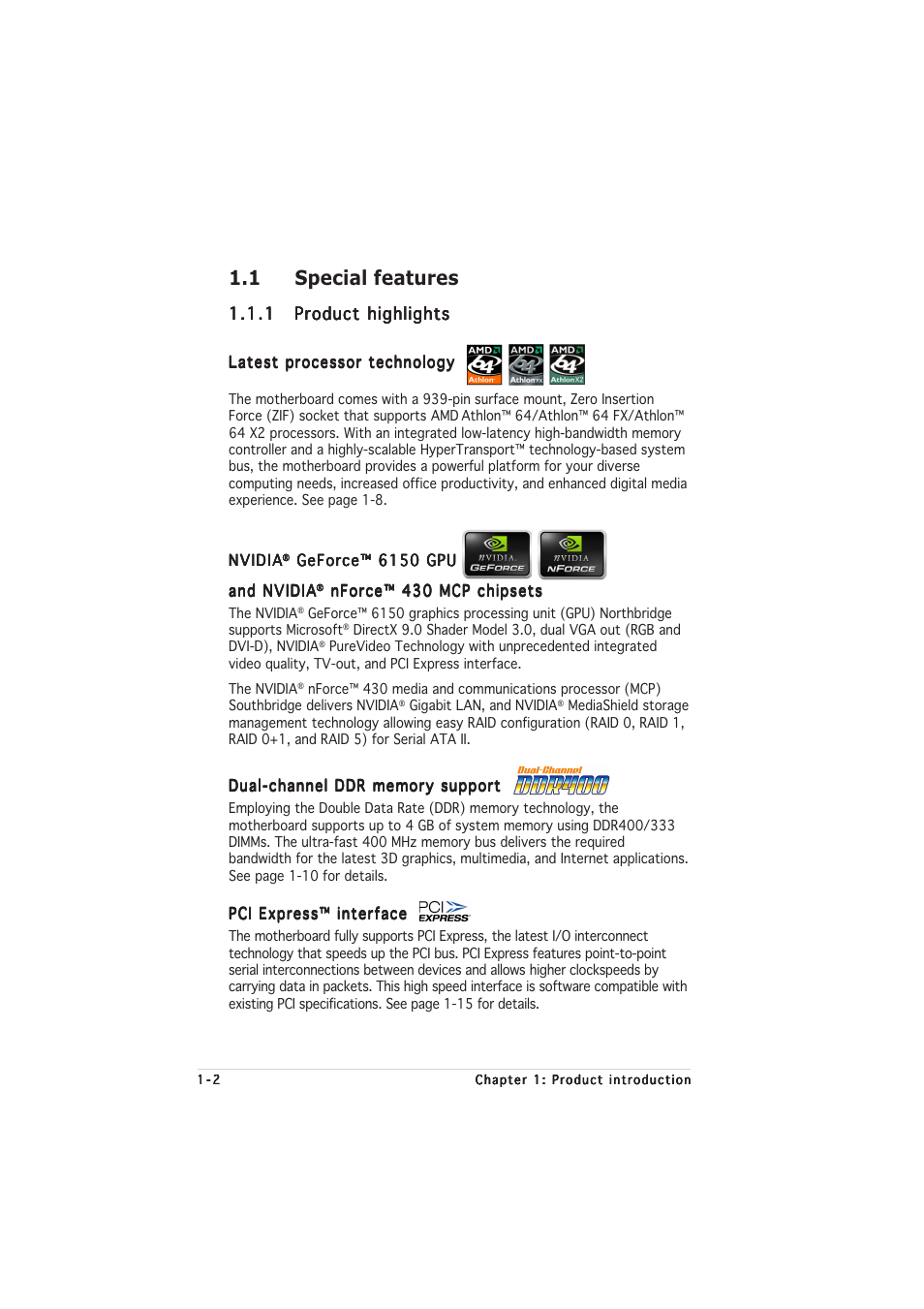 1 special features | Asus A8N-VM CSM/NBP User Manual | Page 12 / 76