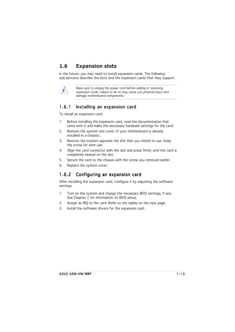 6 expansion slots | Asus A8N-VM CSM/NBP User Manual | Page 23 / 76